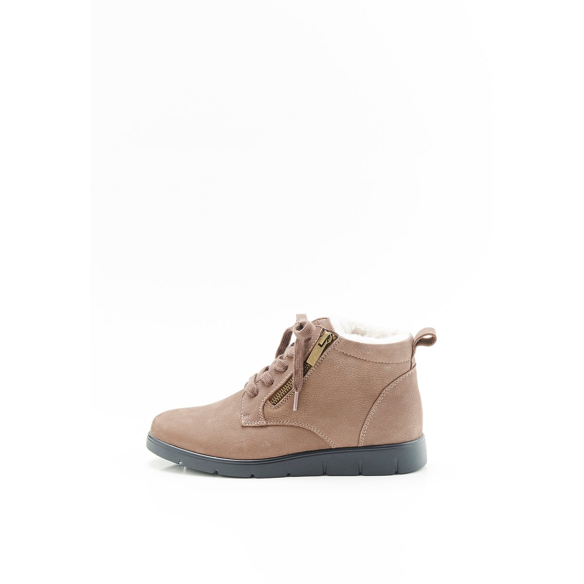 Bottillons zippés à lacets Thermolactyl marron taupe, DAMART
