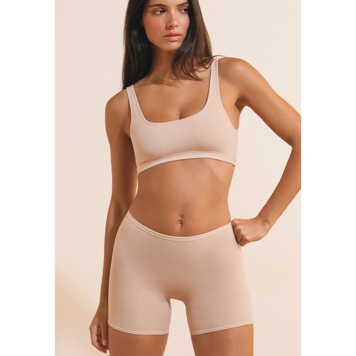 Short cycliste en coton biologique extensible COTON 360 lin, ETAM