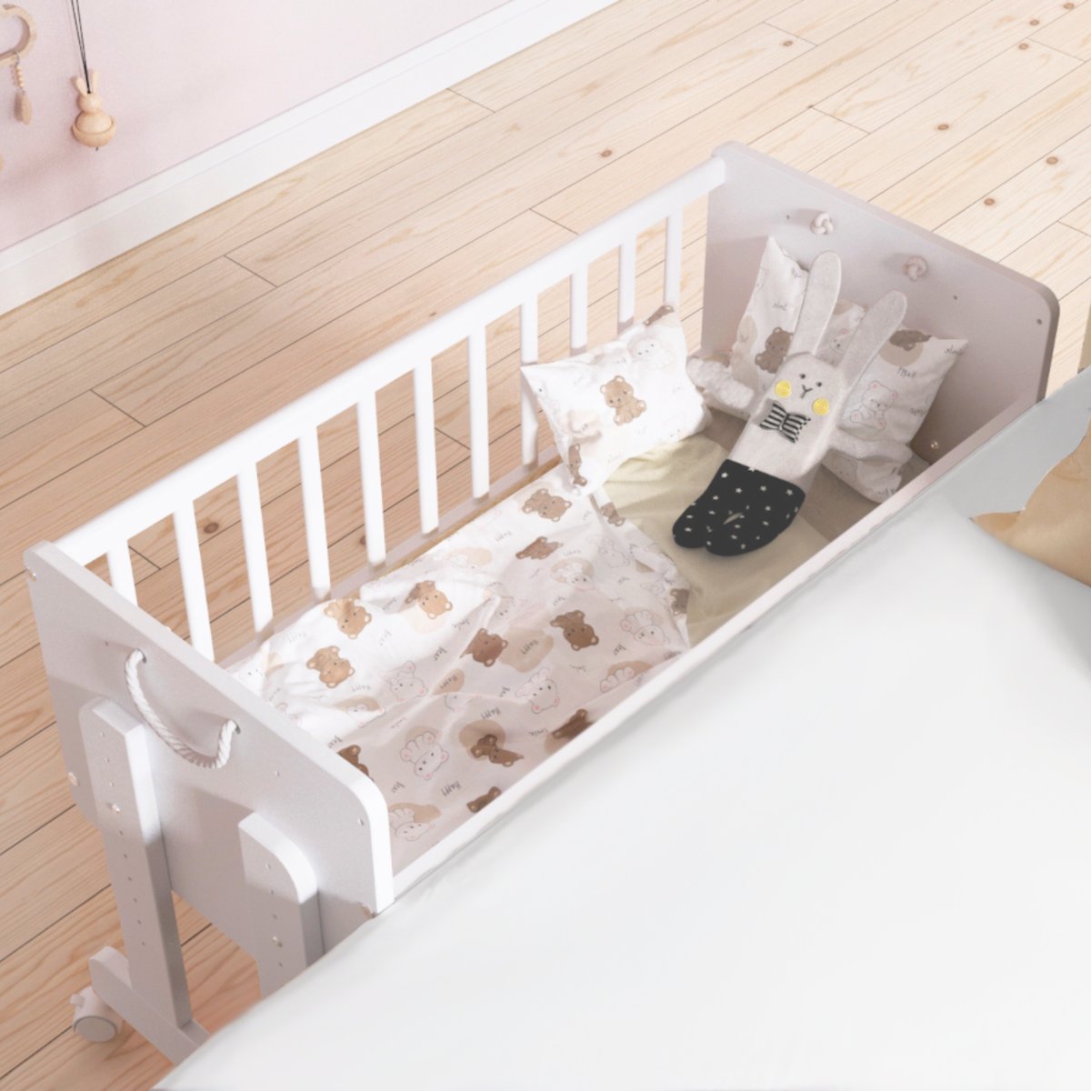 Berceau Lit Cododo 5 en 1 - ORNELLA - Matelas inclus - Blanc blanc, PREMIERS MOMENTS