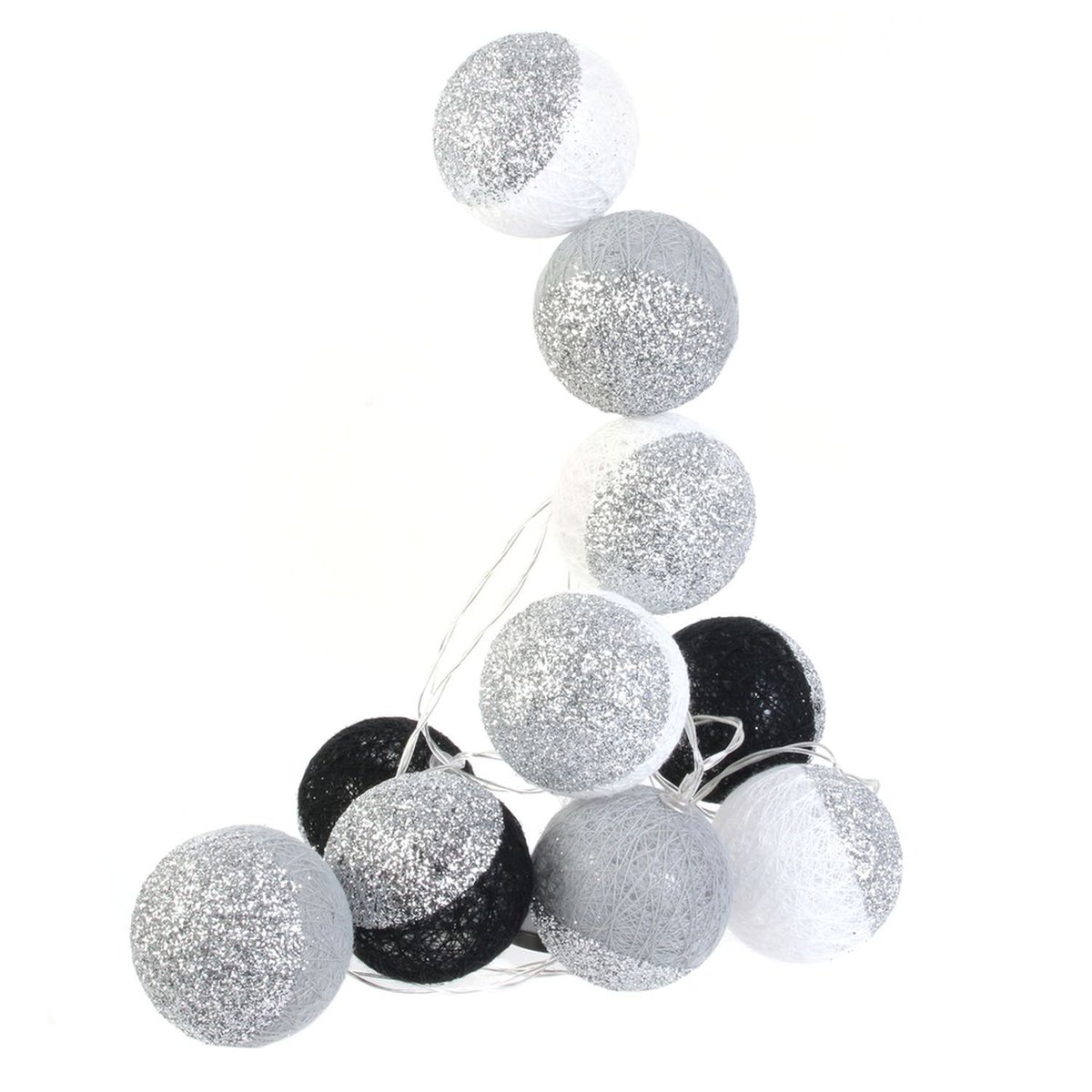 Guirlande lumineuse LED 10 boule bicolores CÉLESTE argent, THE HOME DECO FACTORY