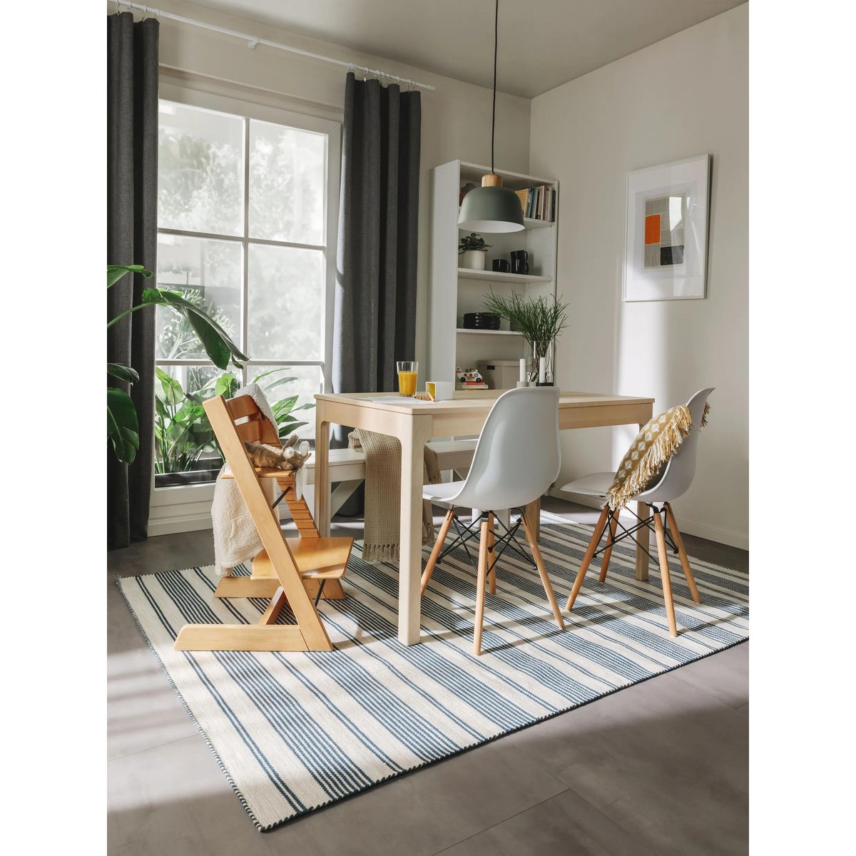 Tapis d'extérieur & intérieur tissé main RIDA beige/bleu, BENUTA