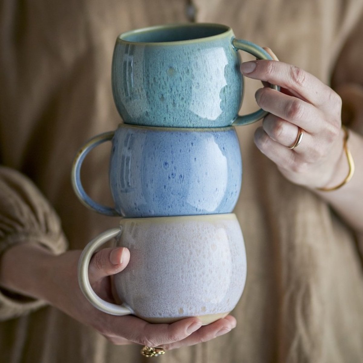 Mugs céramique artisanale Harriet set de 3 multicolore, BLOOMINGVILLE