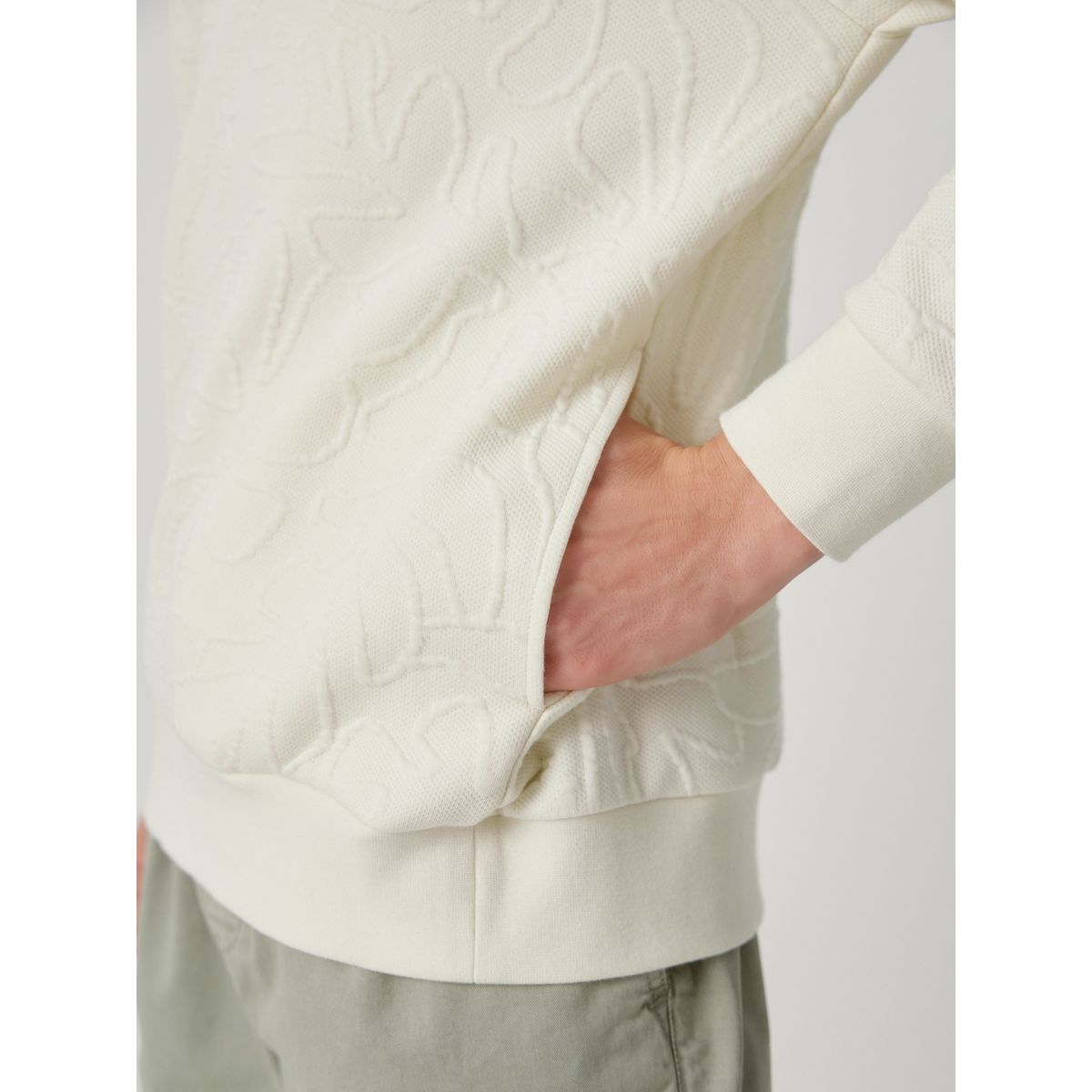 Sweat à capuche léger fleurs texturées blanc écru, NEXT