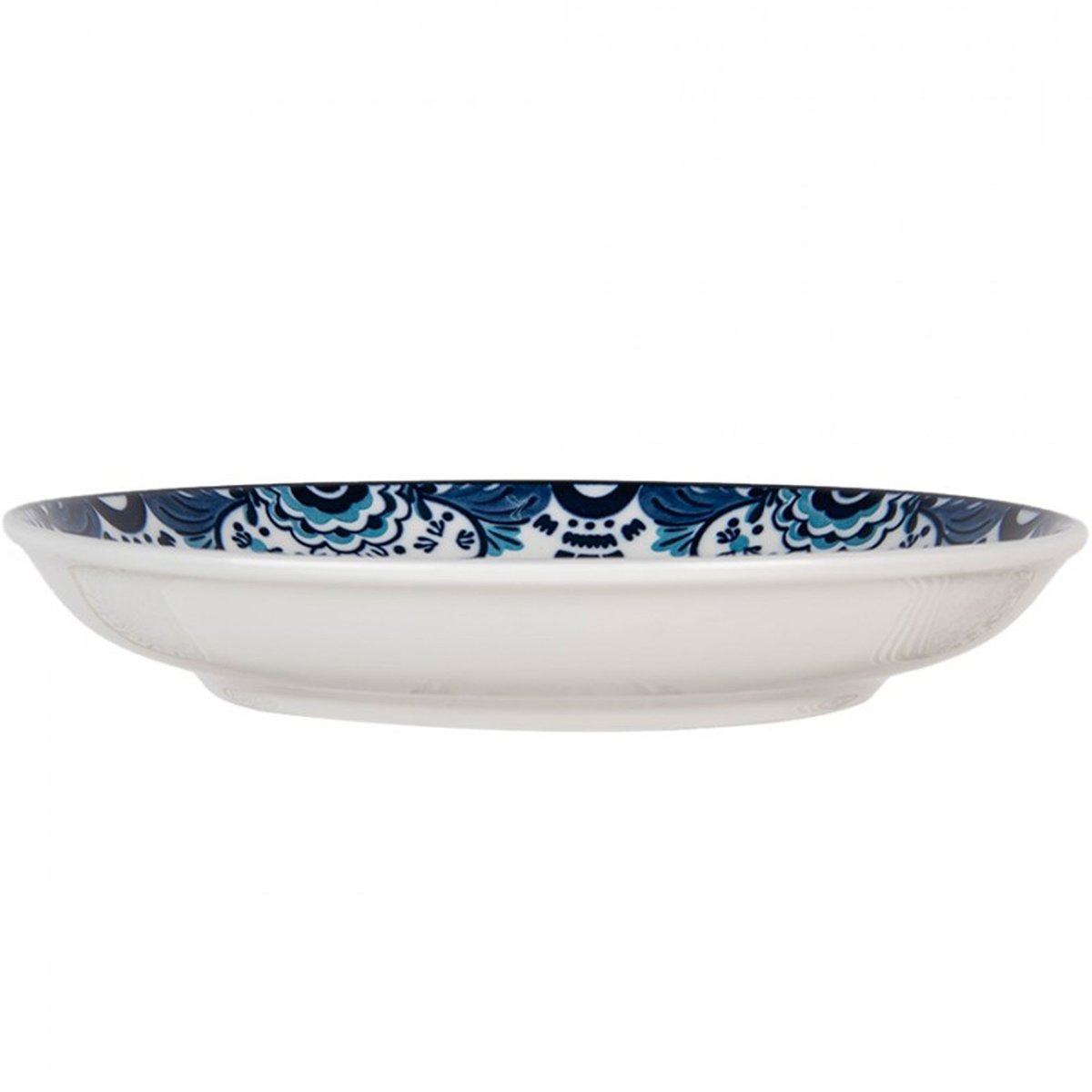 Assiette à dessert en céramique motif fleuri bleu 21x21x3cm bleu, WADIGA
