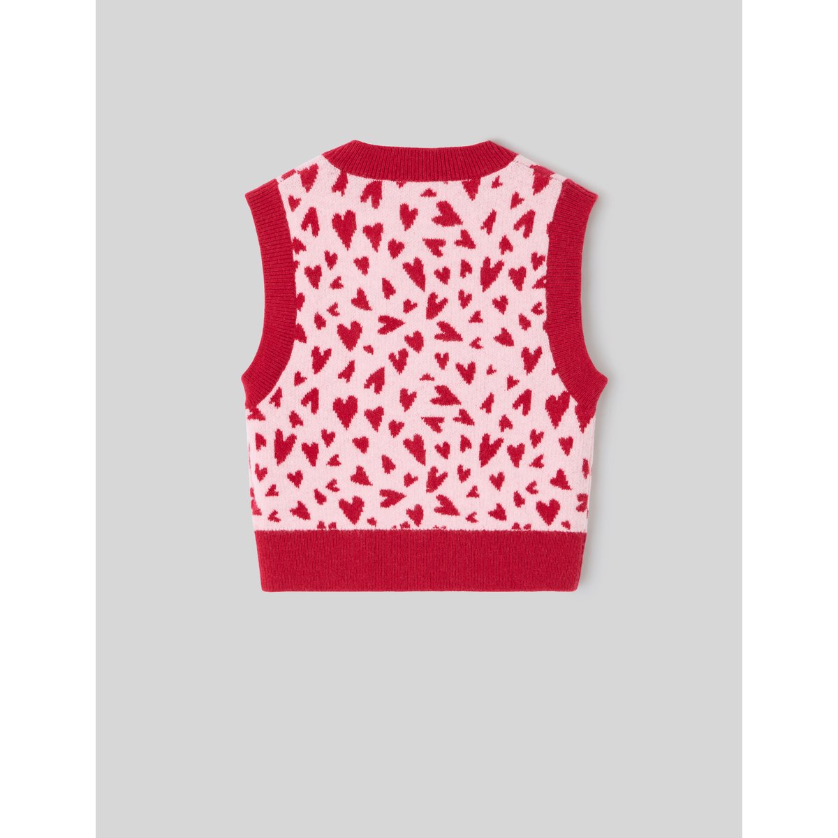 Gilet sans manches motif coeur rose pâle, BZB