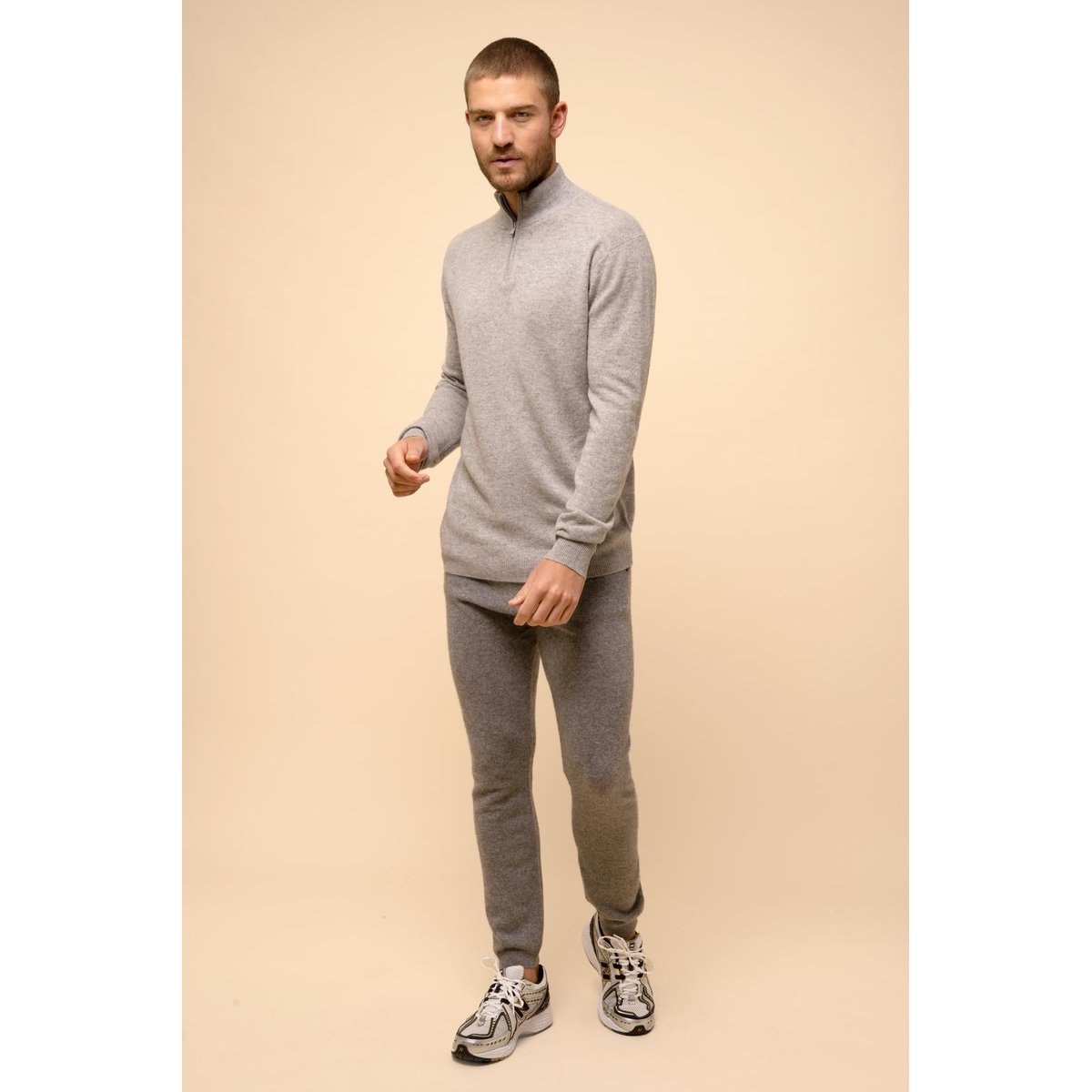 Pull Camionneur Nuage Chiné Bradley gris chiné, JUST CASHMERE