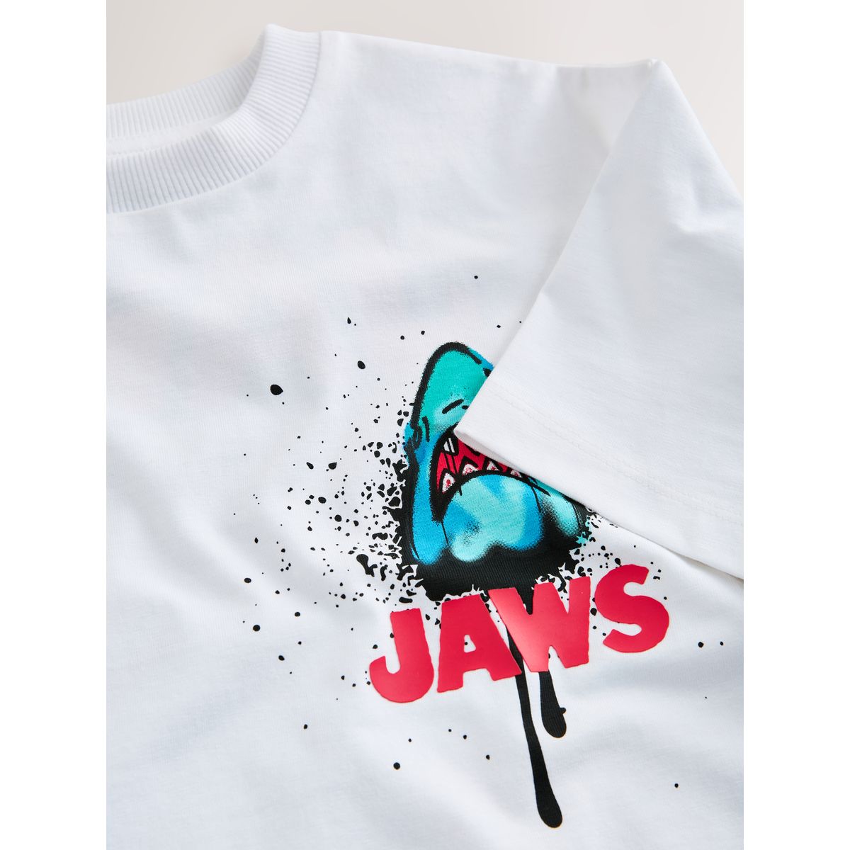 T-shirt jaws impression blanche au dos, NEXT