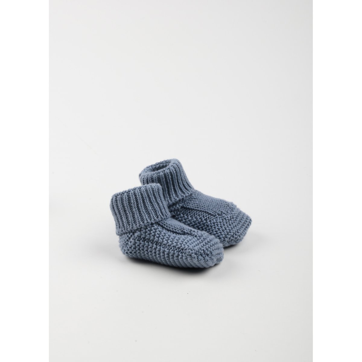 Chaussons en coton - Petit Chat bleu orage, LA MANUFACTURE DE LAYETTE