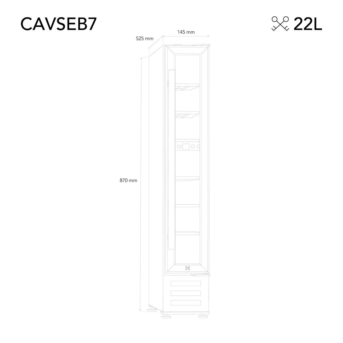 cave de service 7 bouteilles encastrable - cavseb7 noir, H.KOENIG