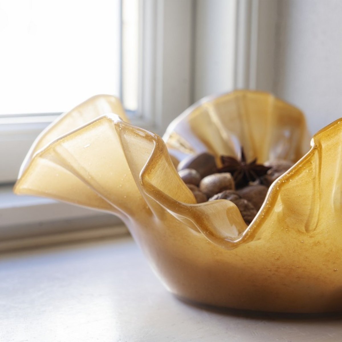 Corbeille verre plissé caramel, MADAM STOLTZ