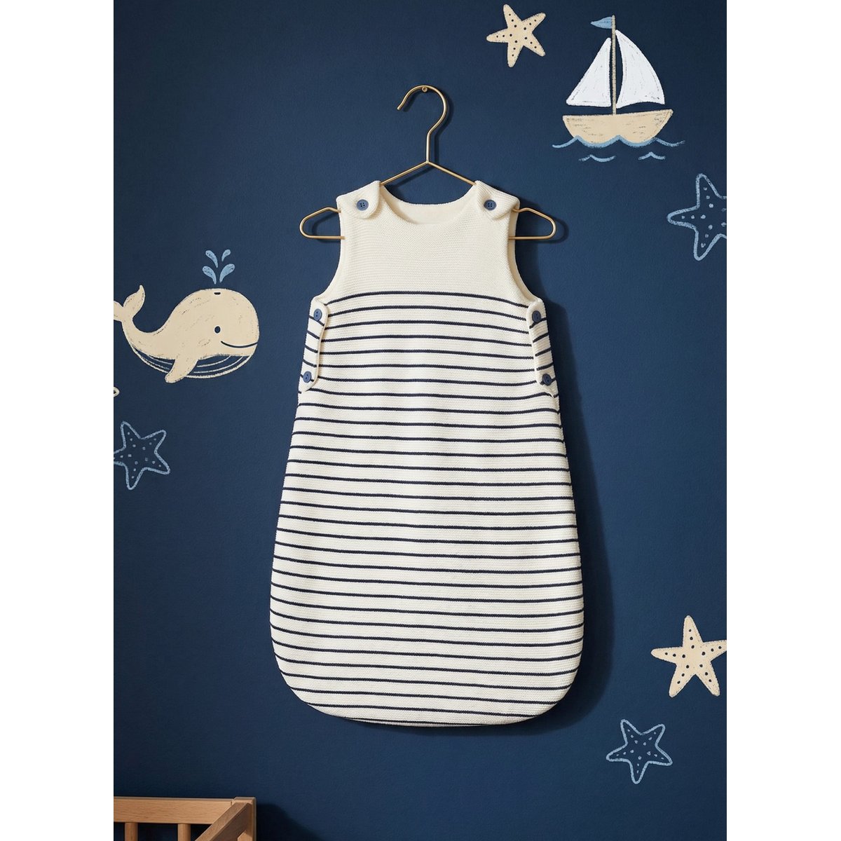 Gigoteuse bébé écru à rayures marines, LA MANUFACTURE DE LAYETTE