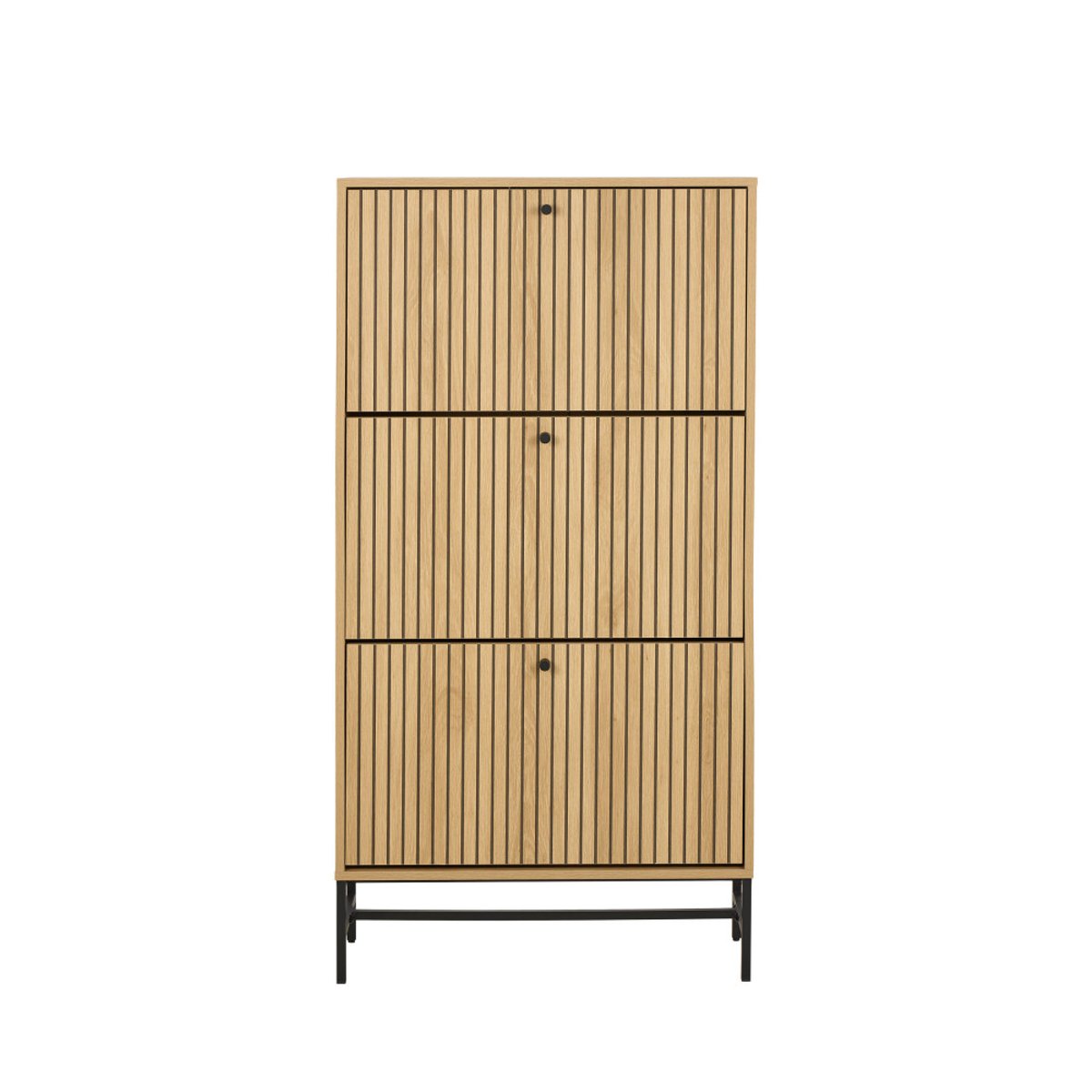 Meuble à chaussures 3 portes en bois et métal L71,6cm- STORO bois clair, DRAWER