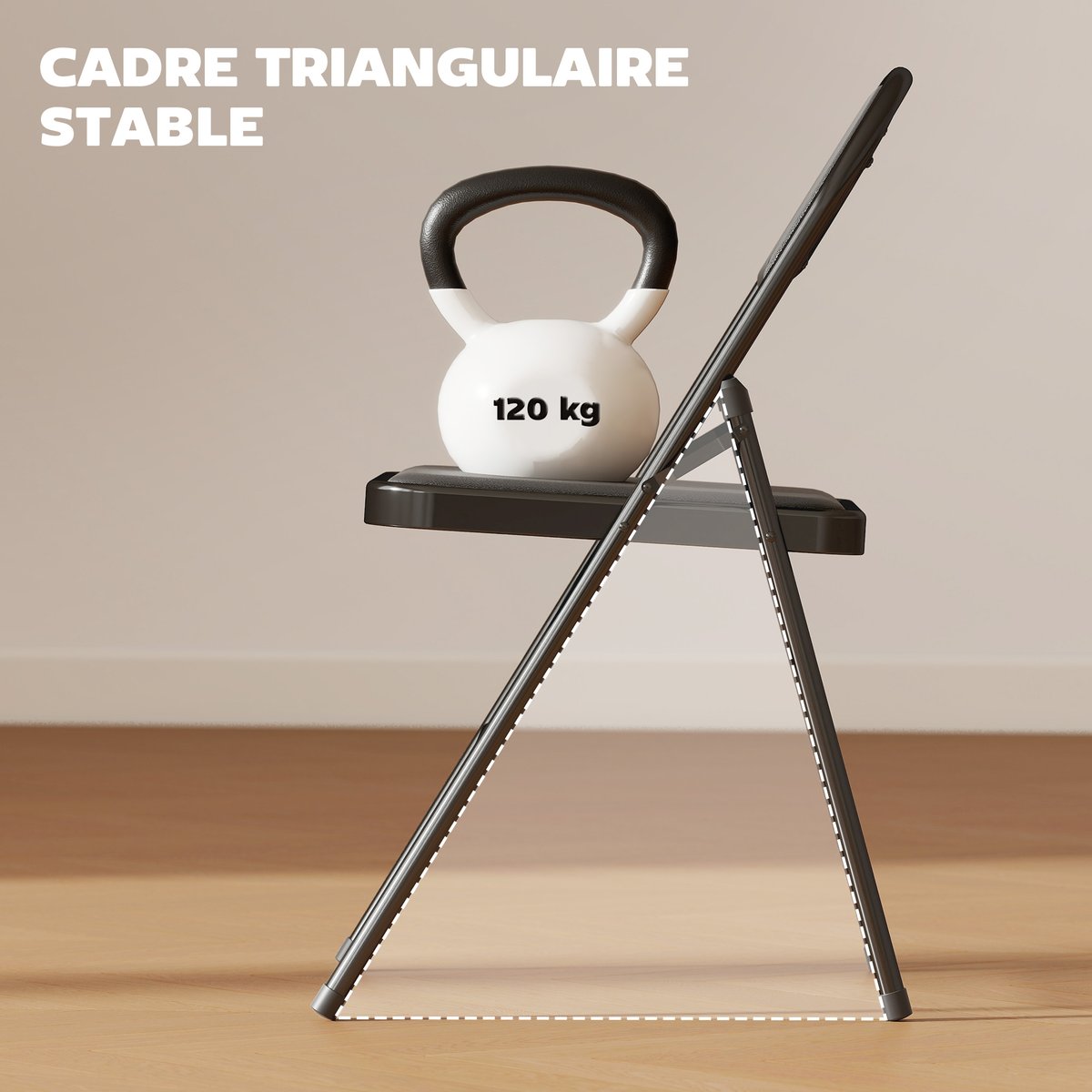 Chaise pliante Revêtement synthétique Noir noir, HOMCOM