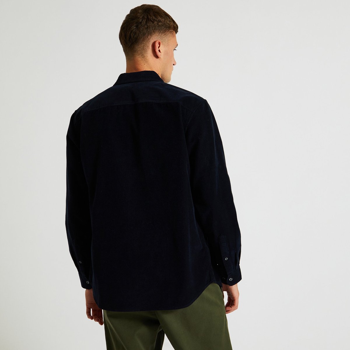 Chemise manches longues velours en coton BIO GOTS marine, MONOPRIX