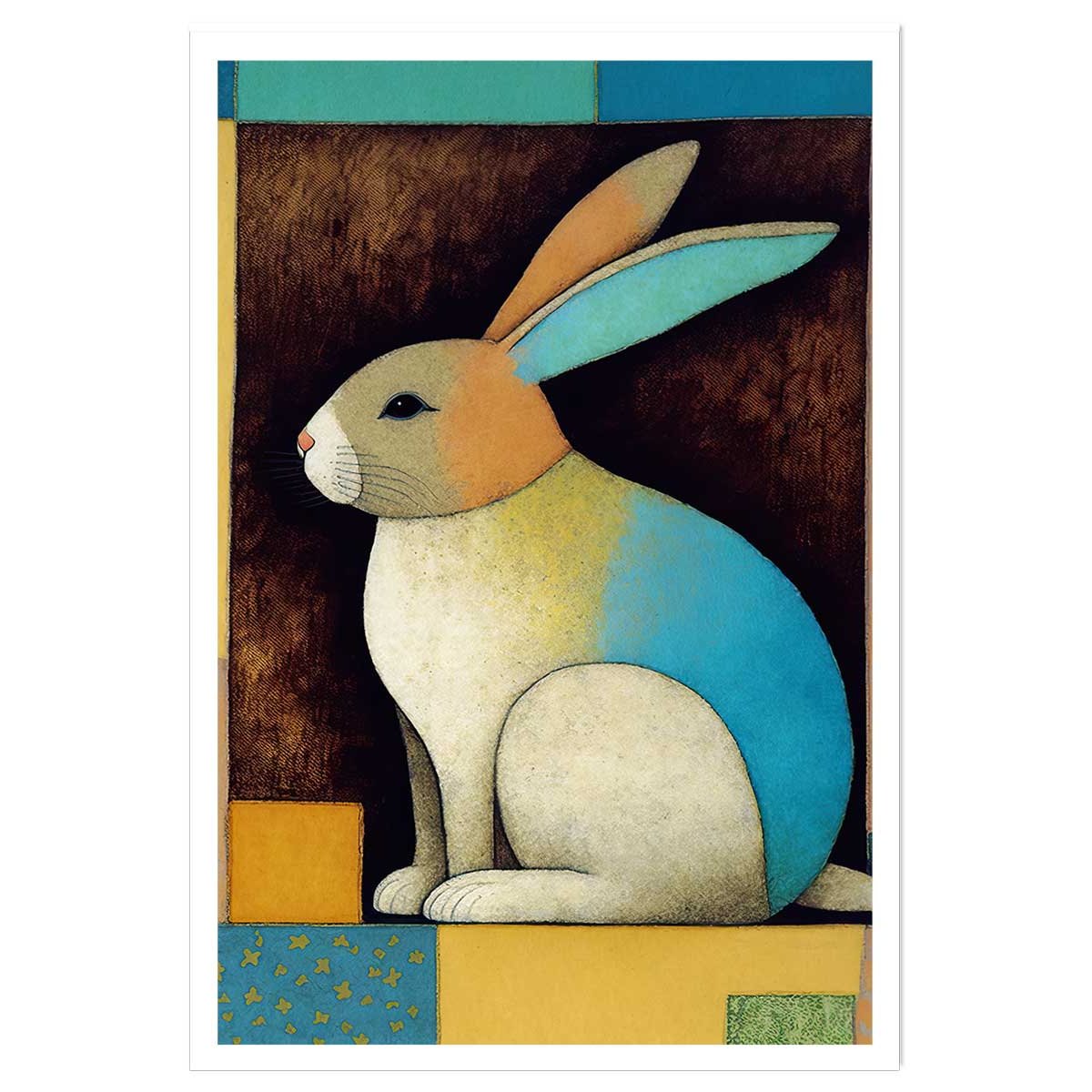 Affiche enfant lapin dans la boîte affiche seule, HEXOA