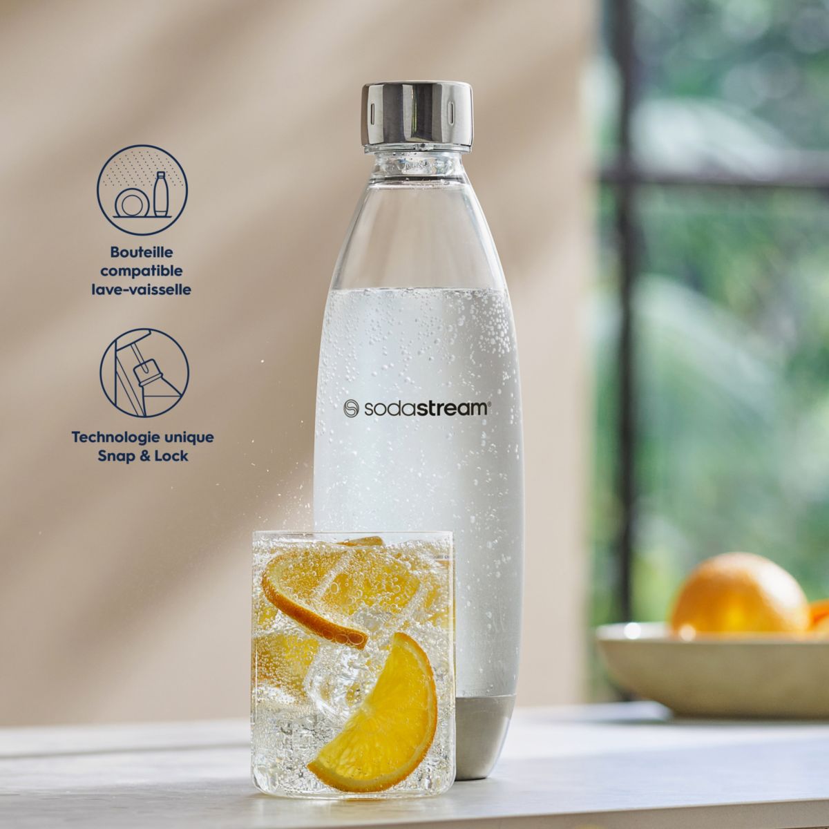 Bouteille 1L lave-vaisselle Fuse Métal couleur unique, SODASTREAM