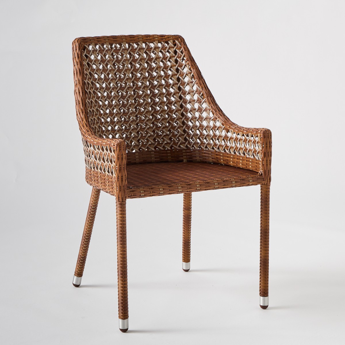 Fauteuil de table en résine tressée ANTIBES LATERITE rotin teinté "miel", KOK