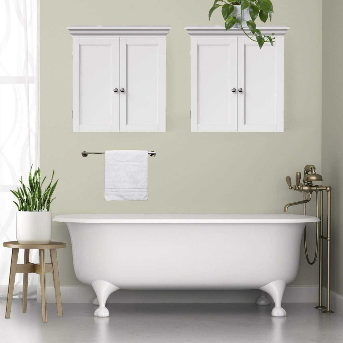 Armoire murale salle de bain, étagères réglables, Blanc, STRATFORD blanc, TEAMSON HOME