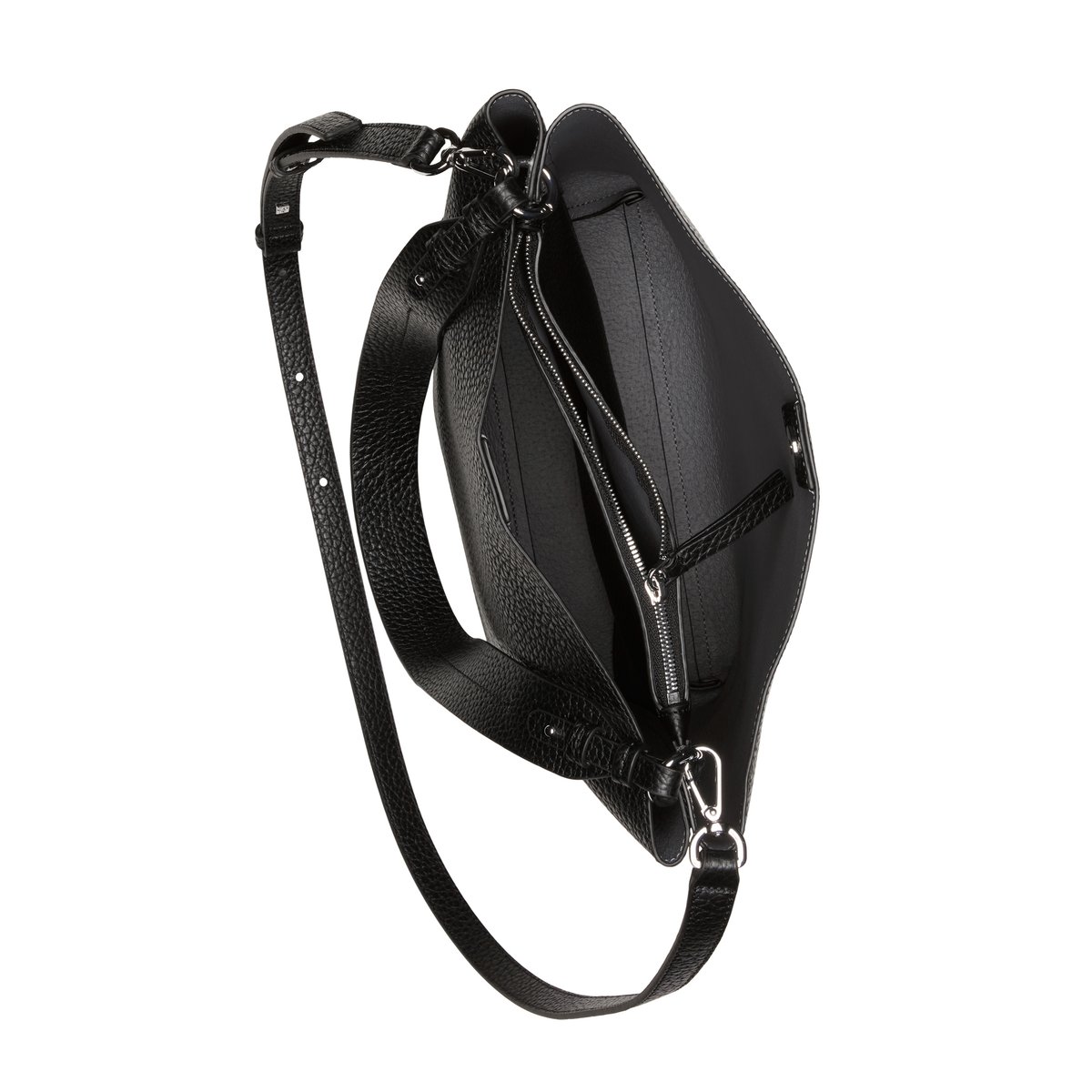 Hobo Bag moyen avec un grand compartiment central zippé noir, MARC O'POLO