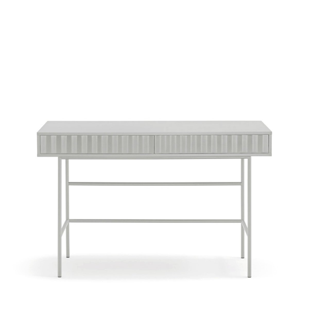 Bureau 2 tiroirs en bois et métal L120cm- SIERRA gris clair, TEULAT