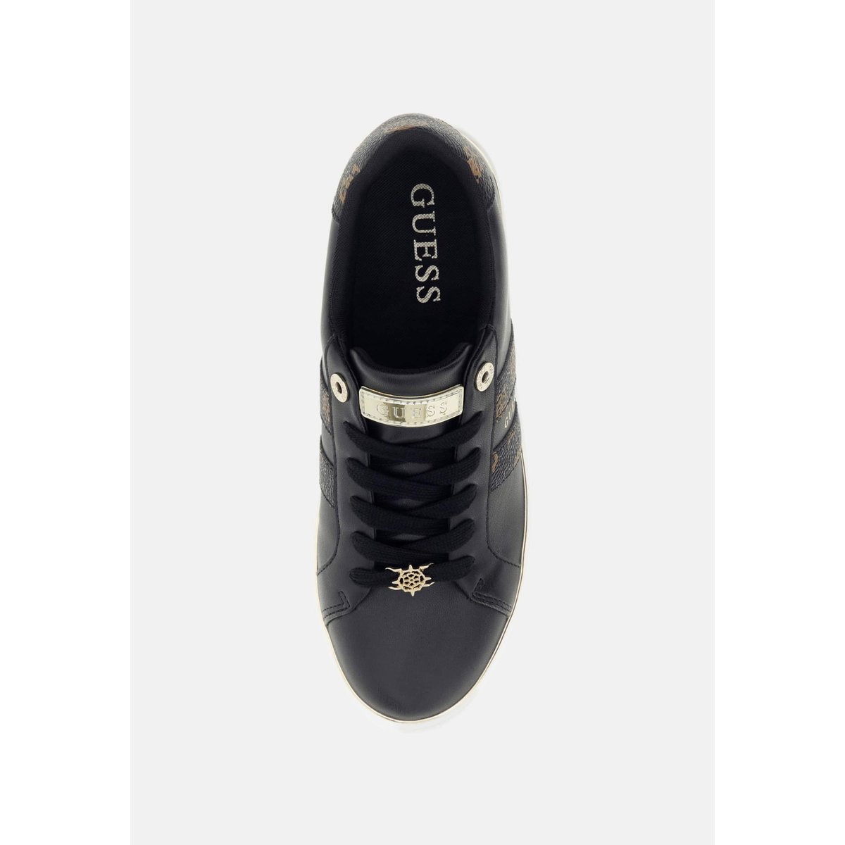 Baskets En Cuir Barlie Fux noir multi, GUESS