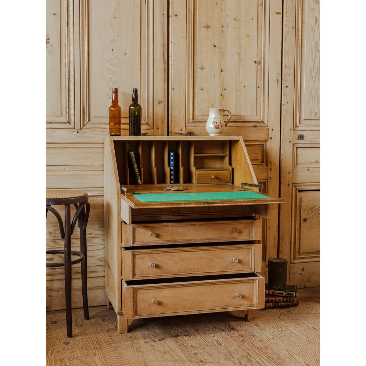 Secrétaire en bois Honoré N°192 - Bon état bois clair, DEBONGOUT