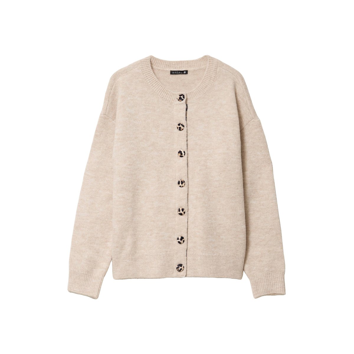 Gilet droit mi-long col rond beige, BREAL