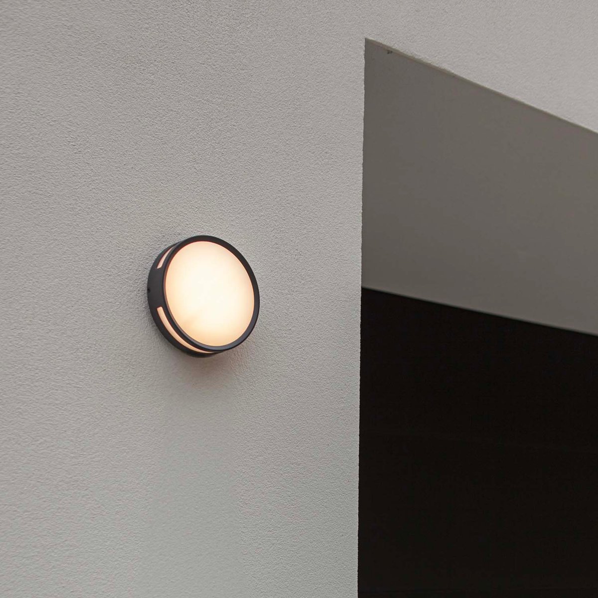 Applique murale d'extérieur sur secteur ROLA aluminium noir LED blanc chaud H4,8cm matt black, LUMISKY