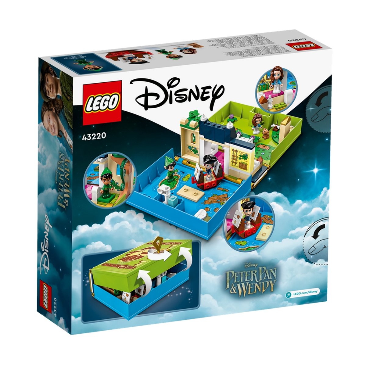 Disney Les aventures de Peter Pan et Wendy dans un livre de contes multicolore, LEGO