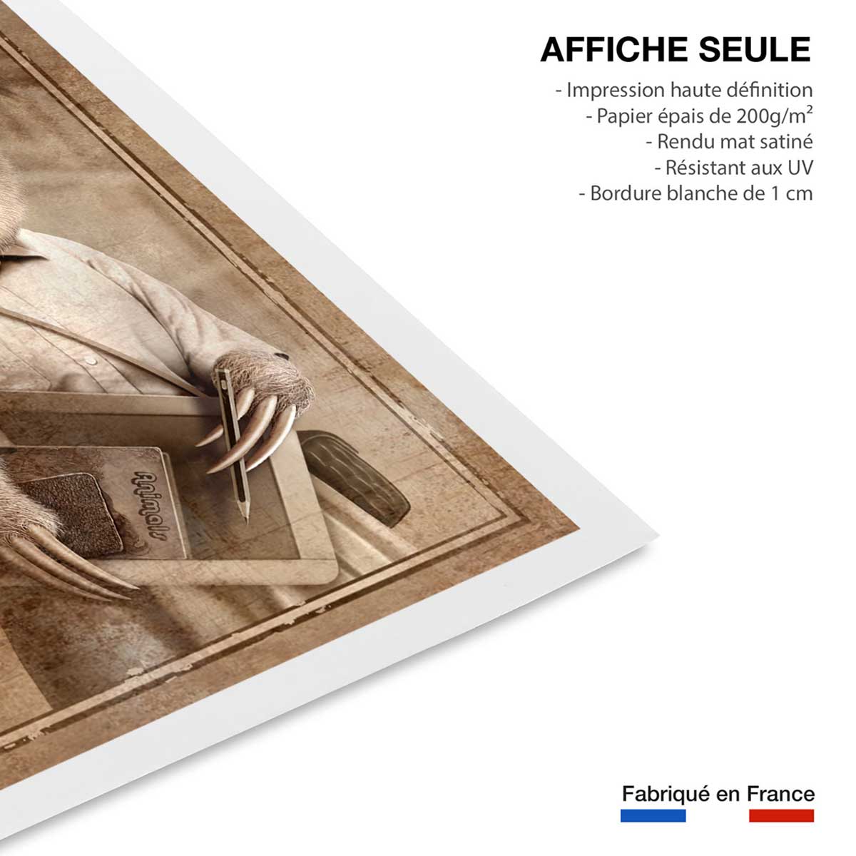 Affiche enfant paresseux étudiant affiche seule, HEXOA