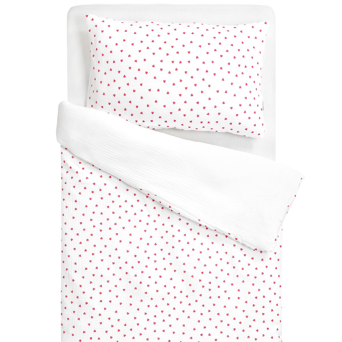 Parure de lit réversible en gaze de coton LOVIO rouge, SEVIRA KIDS