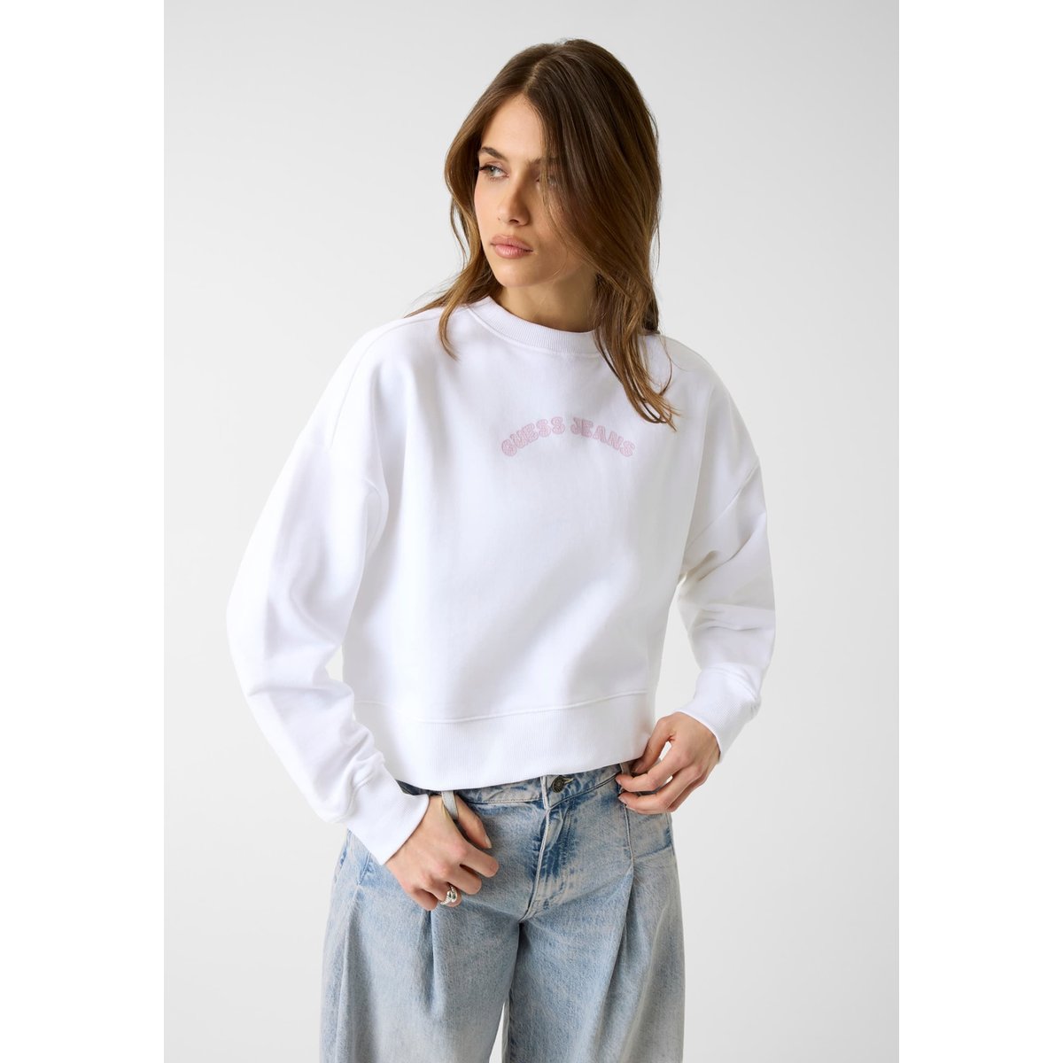 Sweatshirt Cropped blanc, GUESS JEANS