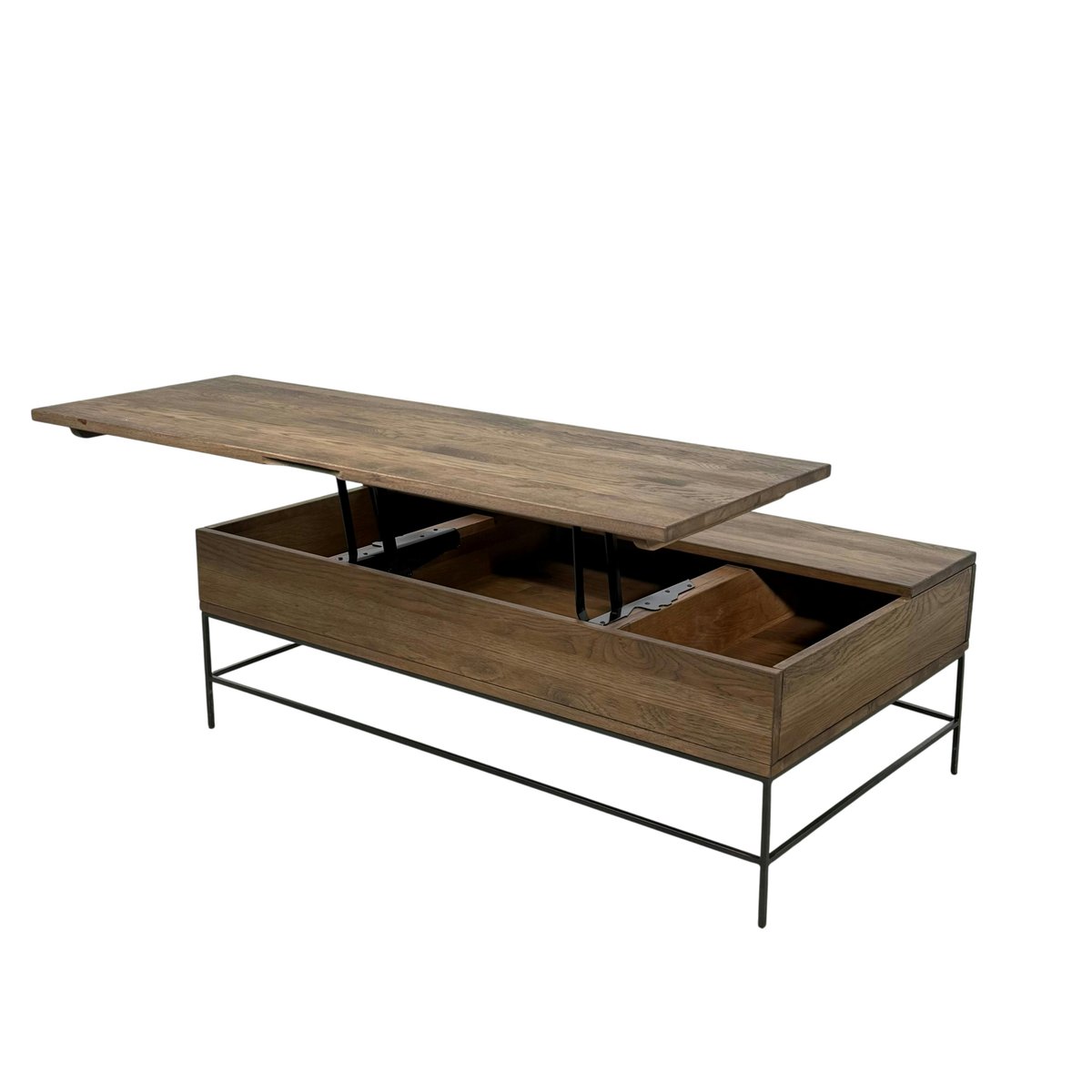 Table basse relevable en bois massif et métal avec rangement style industriel contemporain HUDSON bois naturel, PIER IMPORT