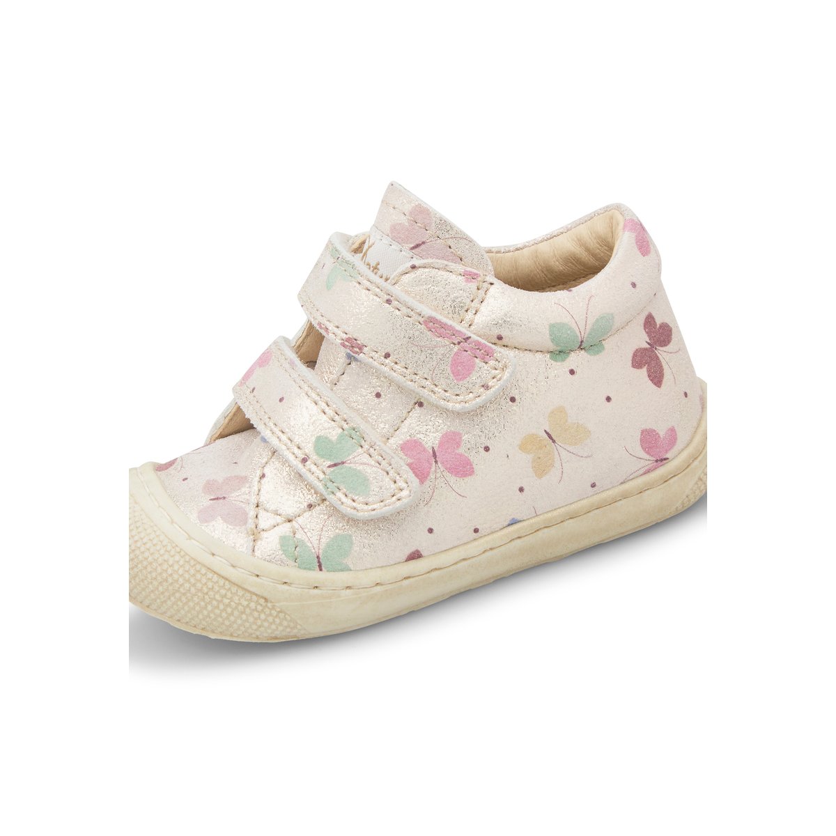 Chaussures premiers pas en cuir COCOON VL platine-rose, NATURINO