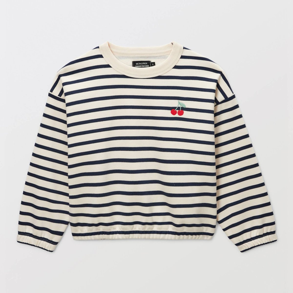 Sweat à rayures marine, MONOPRIX