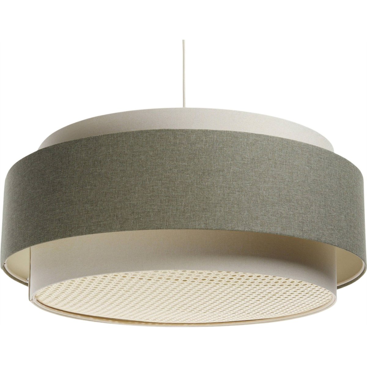 Suspension en tissu et rotin, BOHO ELEGANT beige crème et rotin naturel, BPS KONCEPT