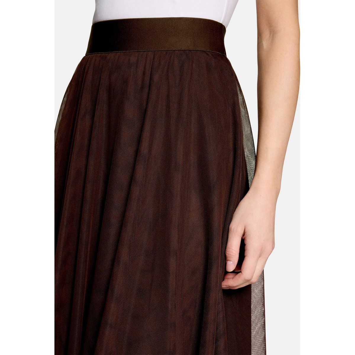 Jupe en tulle à taille élastique chocolate plum, ZERO