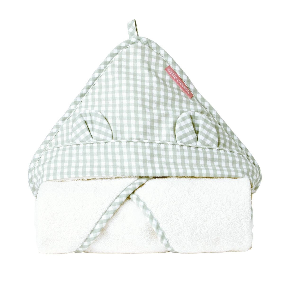 Cape de bain coton bio OLIVE vert, LITTLE CREVETTE