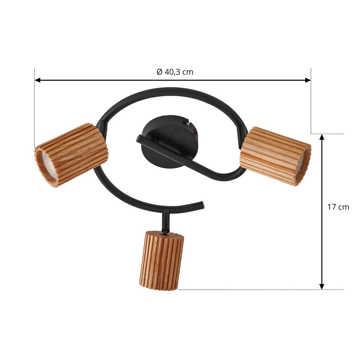 Spot en bois moderne, Stralino couleur bois, noir, LINDBY