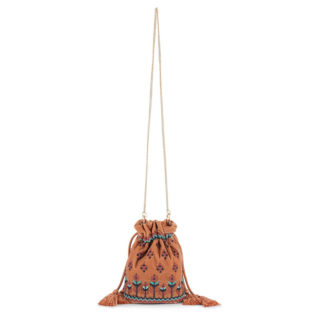 Sac bourse avec broderies et perles ALMAS nude, WILD