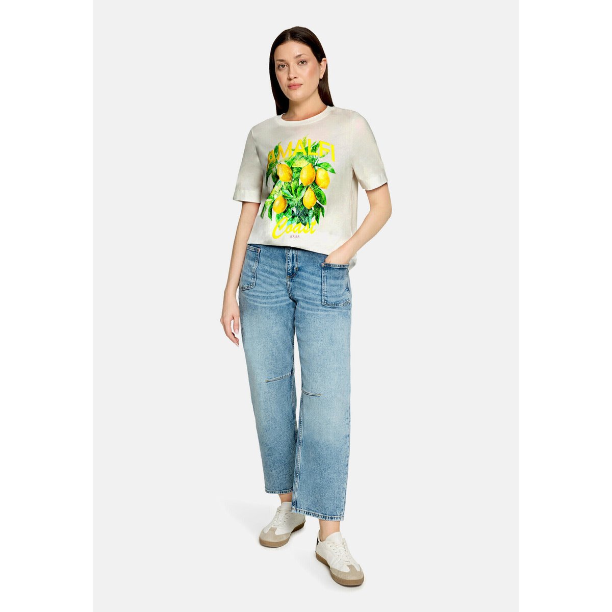 T-shirt à manches courtes à encolure ronde patch creme/yellow, CARTOON