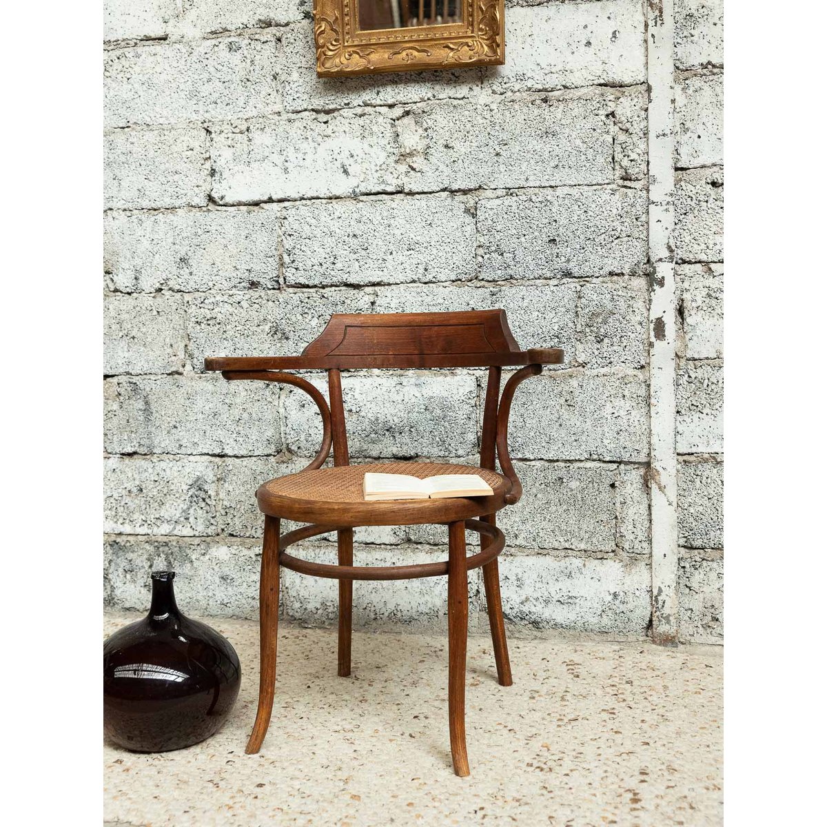 Fauteuil administratif Ernest N°1546 - Bon état bois foncé, DEBONGOUT