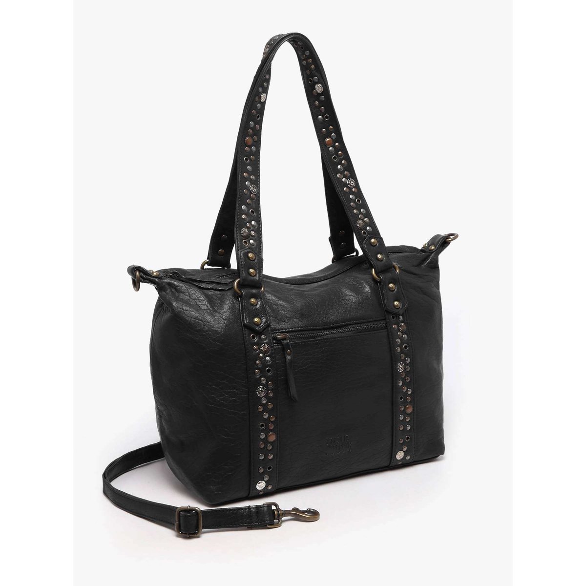 Sac porté épaule Brooklyn cuir black, BASILIC PEPPER