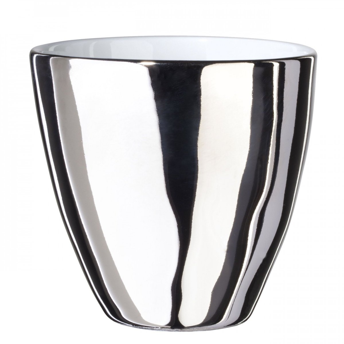 Tasse à Thé Assoiffée Porcelaine Blanc Brillant et Platine Diam 8,5 cm blanc et platine, TSE ET TSE ASSOCIÉES