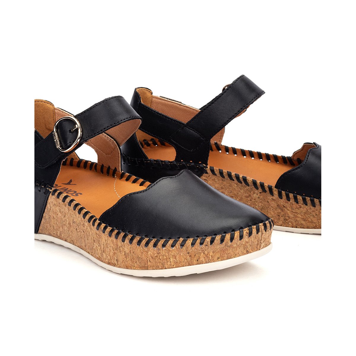 Chaussure semi-ouverts cuir Marina black, PIKOLINOS