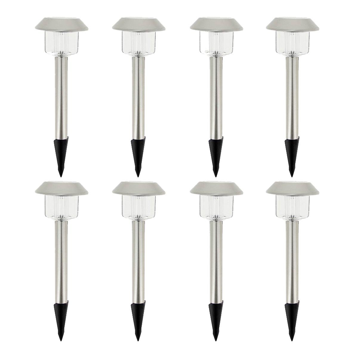 Lot de 8 Balises solaires à planter ALESIA inox, LUMISKY