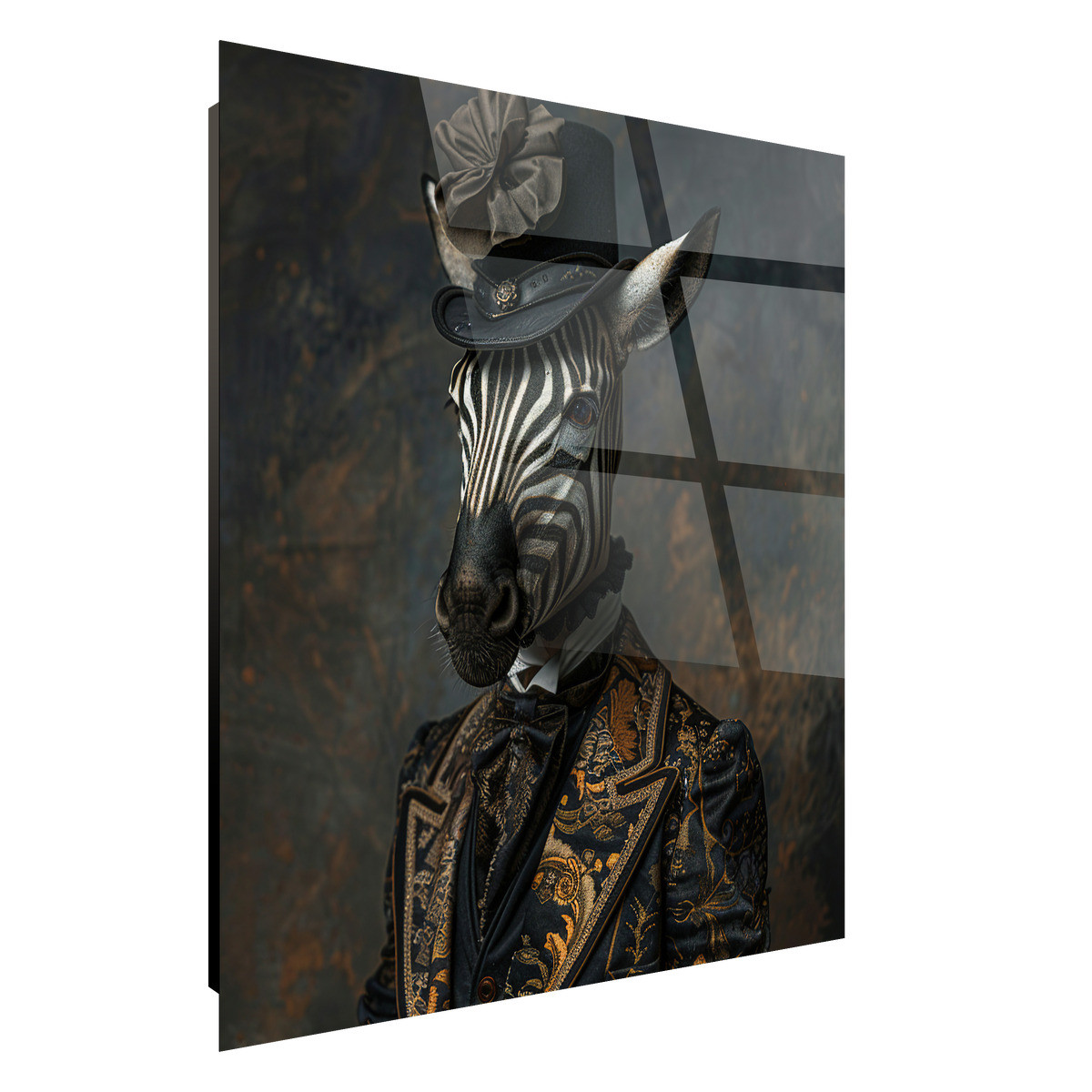 Tableau Sur Verre Portrait De Zèbre Humanisée ANIMAUX HUMANISÉS tableau en verre, CEANOTHE
