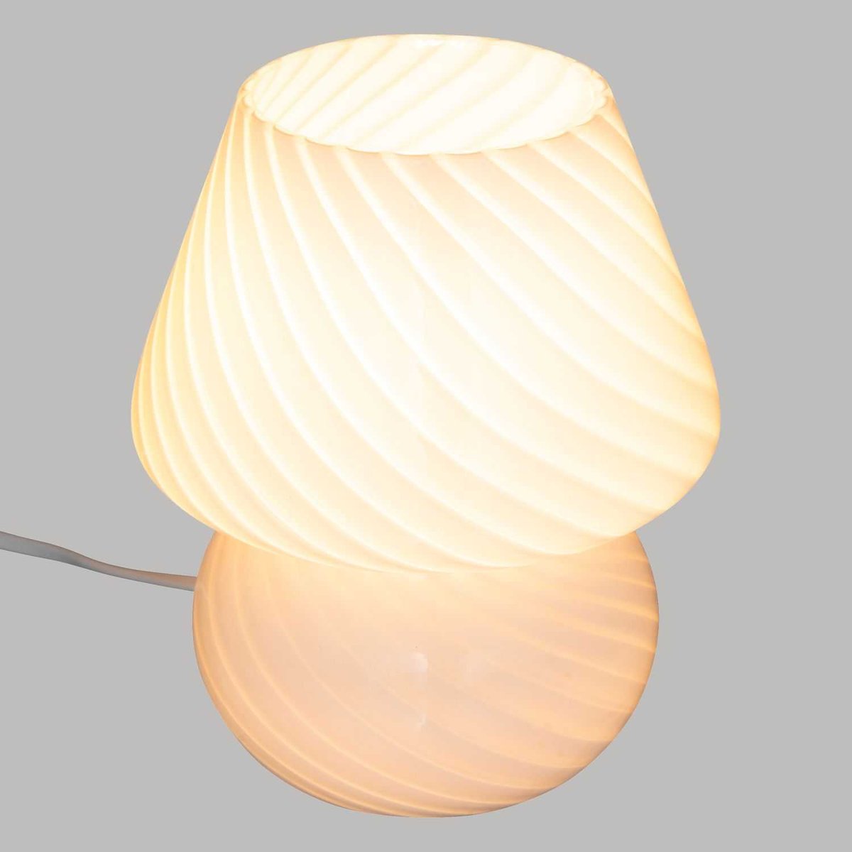 Lampe champignon à rayures en verre CARA blanc, ATMOSPHERA