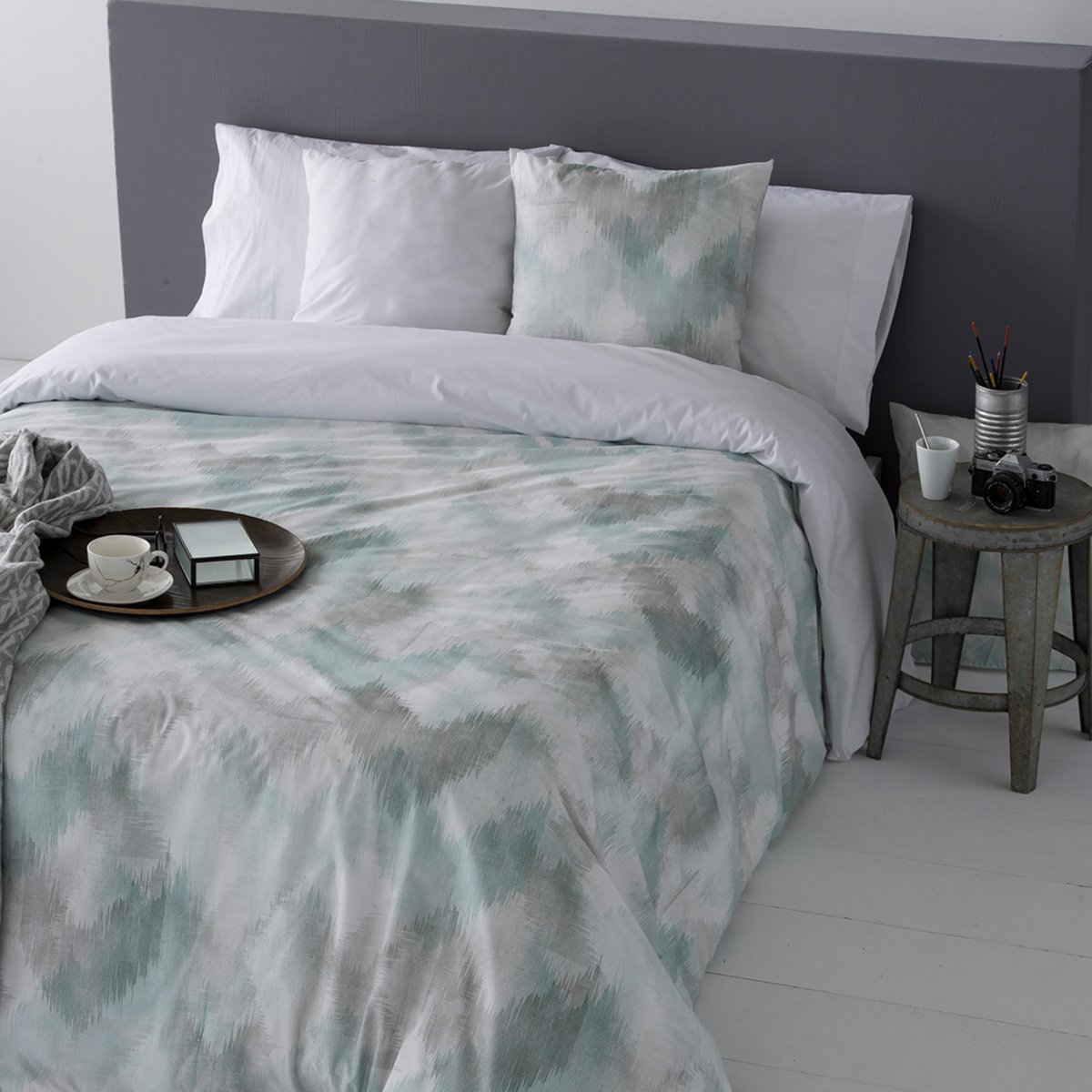 2 taies d'oreiller TEXIR vert, GUY LAROCHE