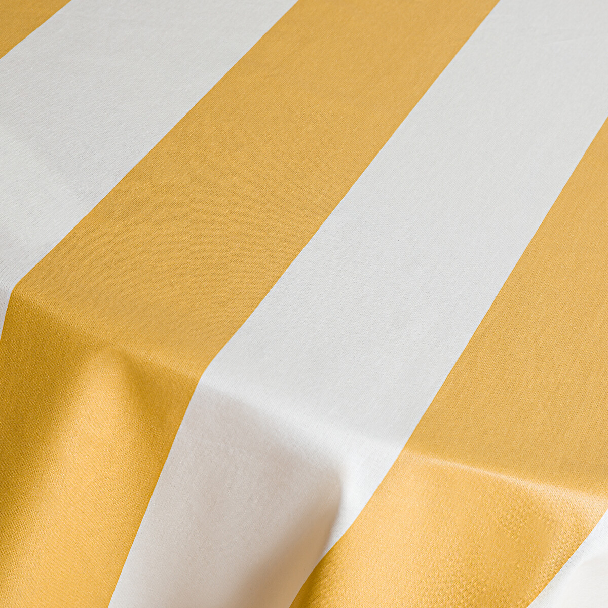 Nappe ronde coton enduit , Hendaye jaune/blanc, LA REDOUTE INTERIEURS